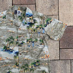 Kennington LTD Hawaiian T Shirt California Relaxed Island Boy Button Up Sz Large